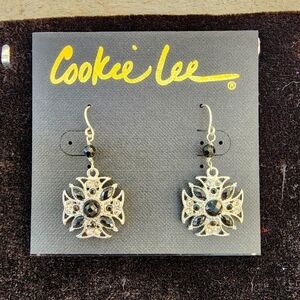 Cookie Lee Black and Silver Earrings #23166 NWT